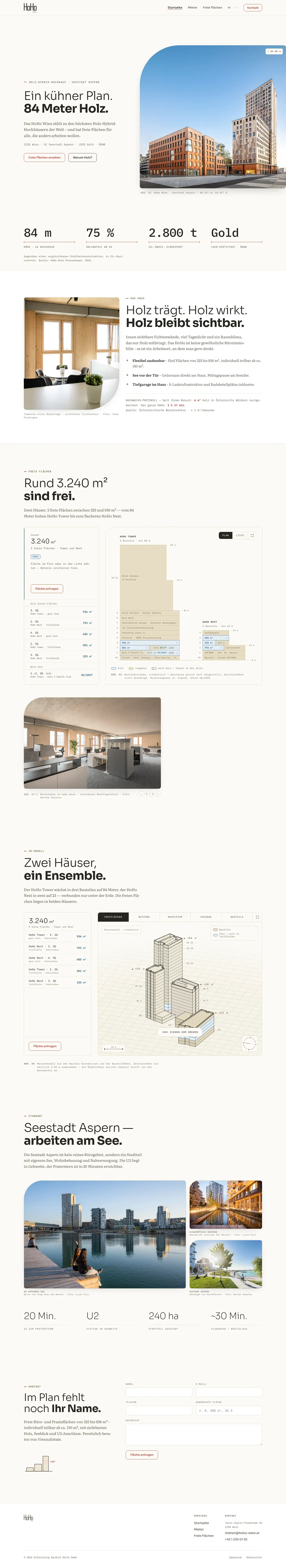 Startseite des HoHo-Entwurfs in der Desktop-Ansicht