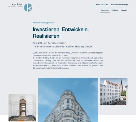 Startseite von kerblerholding.at in der Desktop-Ansicht