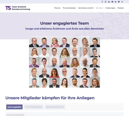 Teamseite von tswien.at in der Desktop-Ansicht