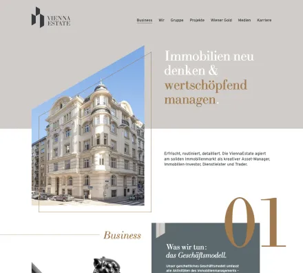 Archivierte Startseite der ViennaEstate Immobilien AG in der Desktop-Ansicht
